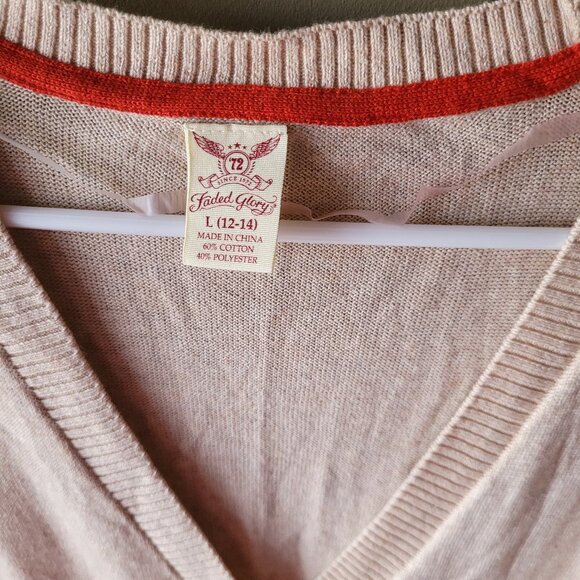 NWT's Faded Glory Tan Lightweight Cardigan Sweater Size Large 12-14 - Picture 3 of 4